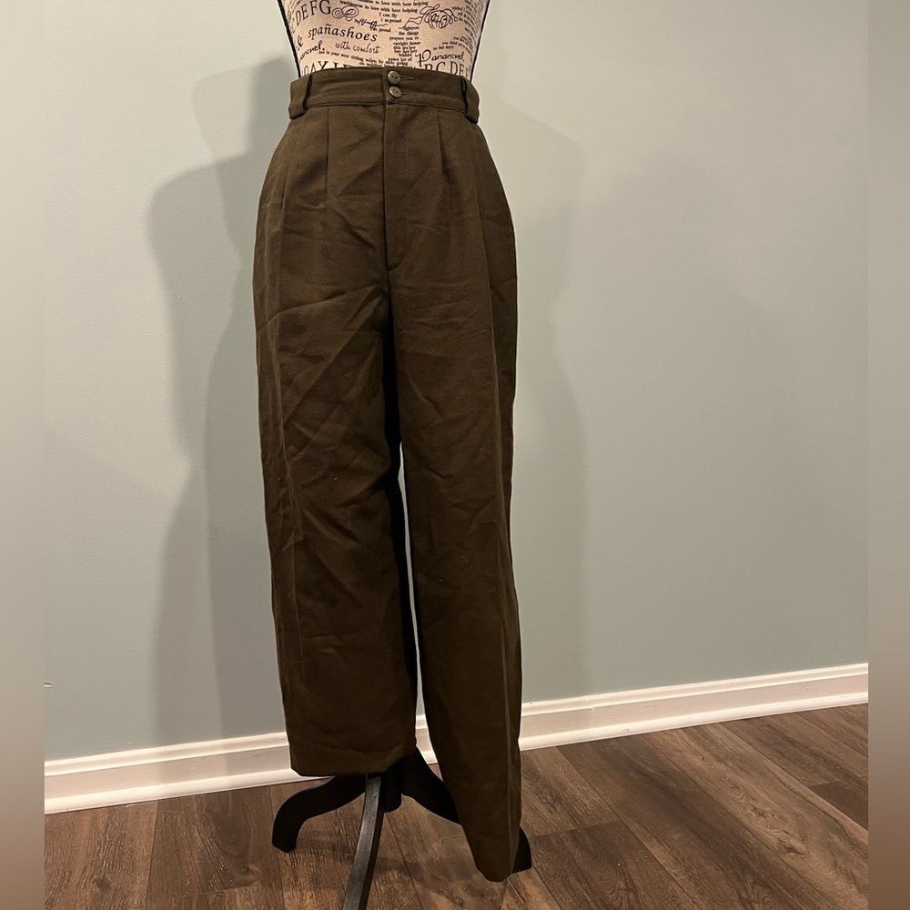 Vintage army green wool trousers